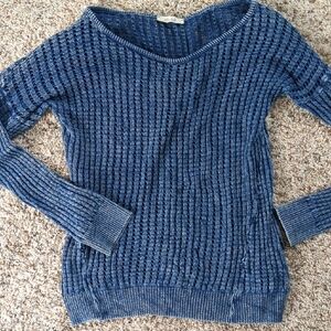 Bella Dahl Textured Blue V-Neck Sweater